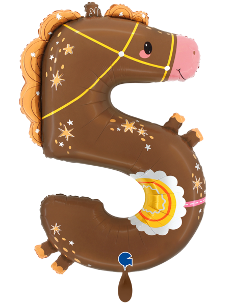 Folienballon - Tierzahl 5: Pferd- ø 121cm